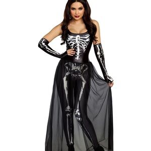 Dreamgirl Women's Bare Bones Babe Skeleton Halloween Costume Jumpsuit